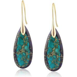 Emperor Stone Teardrop Earrings – Dazzling Natural Stone, Lightweight